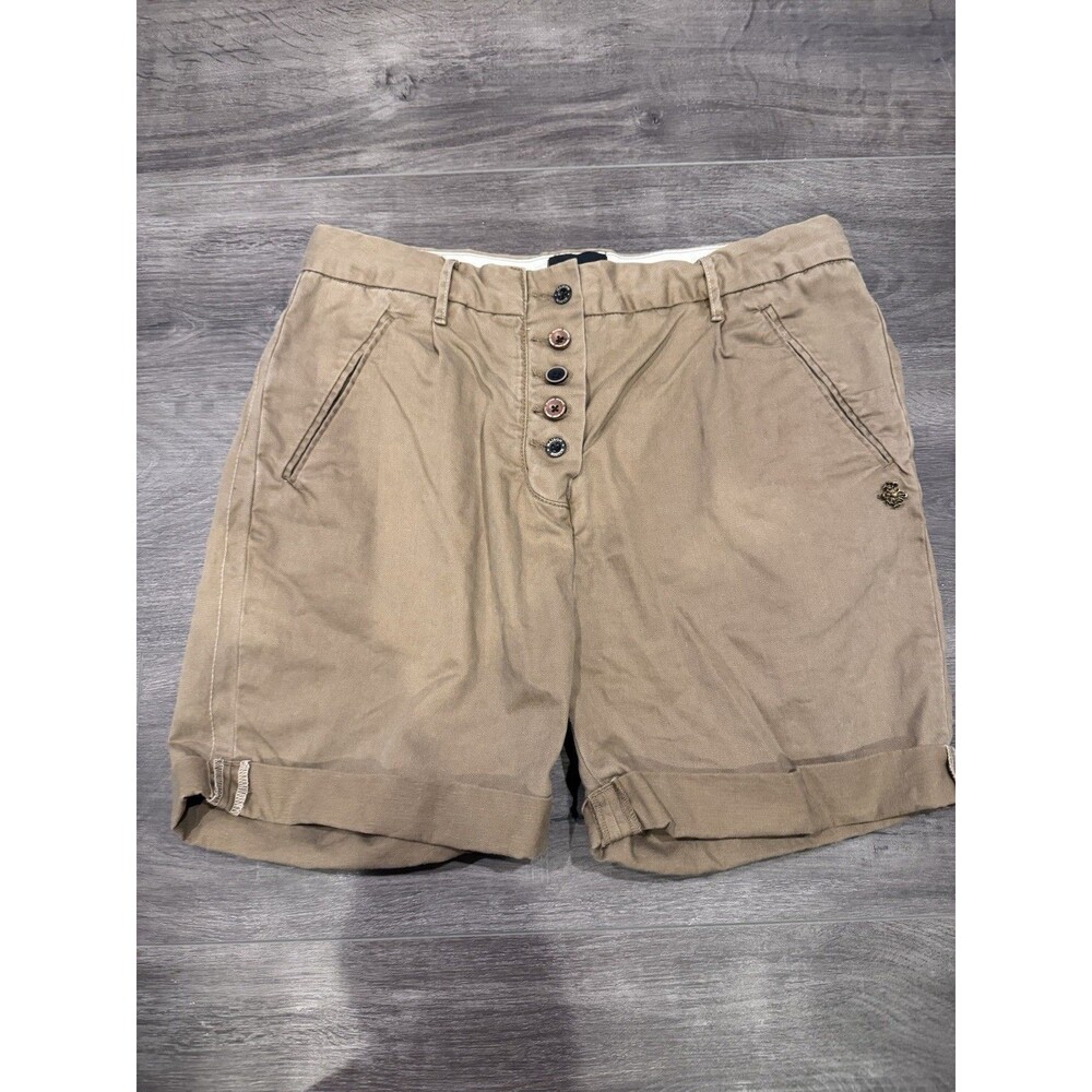 Madison Scotch Women’s Chino Shorts, W 27 Khaki Tan, Button Up, Cuffed Hem